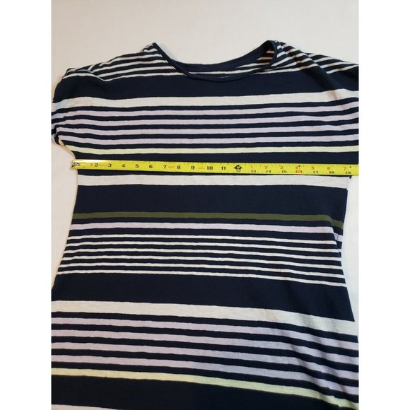 Lou & Grey Casual T-Shirt Dress Size M Short Sleeves Knee Length Blue stripe - Picture 6 of 11